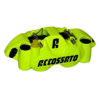 ETRIER MONOBLOC GAUCHE FORGE ENTRAXE 108 - Version : plaquettes ZXC, Couleur : vernis vert fluo