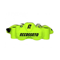 ETRIER MONOBLOC GAUCHE FORGE ENTRAXE 108 - Version : plaquettes ZXC, Couleur : vernis vert fluo