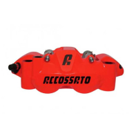 ETRIER MONOBLOC GAUCHE FORGE ENTRAXE 108 - Version : plaquettes ZXC, Couleur : vernis rouge fluo