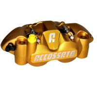 ETRIER MONOBLOC GAUCHE FORGE ENTRAXE 108 - Version : plaquettes ZXC, Couleur : vernis jaune fluo
