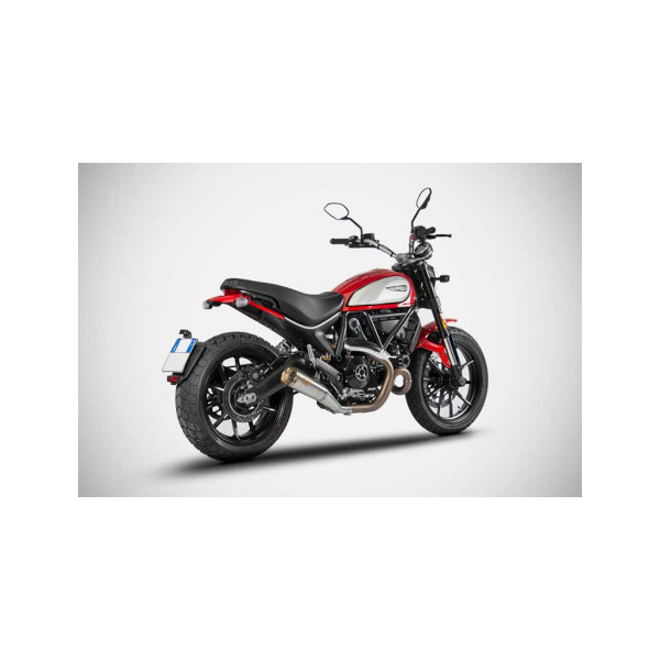 Echappement Zuma inox Ducati scrambler 800 Zard - Options : noir, Matière : inox, Embout : embout bronze, Version : homologué