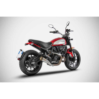 Echappement Zuma inox Ducati scrambler 800 Zard - Options : noir, Matière : inox, Embout : embout noir, Version : homologué