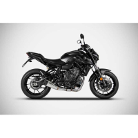 Ligne complète d'échappement basse inox mt07 et xsr 700 Zard - Options : noir, Matière : inox, Embout : embout carbone, Version : homologué