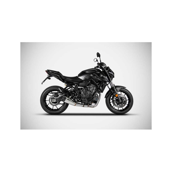 Ligne complète d'échappement basse inox mt07 et xsr 700 Zard - Options : noir, Matière : inox, Embout : embout carbone, Version : homologué