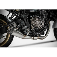 Ligne complète d'échappement basse inox mt07 et xsr 700 Zard - Options : noir, Matière : inox, Embout : embout carbone, Version : homologué