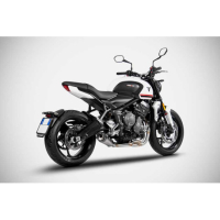 Ligne complète 3 en 1 inox Euro 5 avec embout carbone Triumph trident 660 Zard - Options : noir, Matière : inox, Embout : embout carbone, Version : homologué