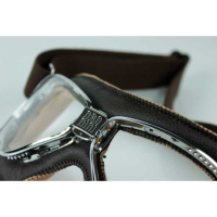 LUNETTES NANNINI CRUISER - Couleur : Chrome poli - Cuir marron, Couleur verre : ECRAN Gris antibuée