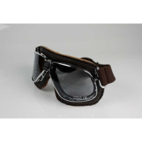 LUNETTES NANNINI CRUISER - Couleur : Chrome poli - Cuir marron, Couleur verre : ECRAN Gris antibuée