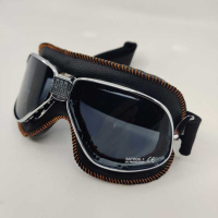 LUNETTES NANNINI CRUISER - Couleur : Chrome poli - Cuir marron, Couleur verre : ECRAN Gris antibuée