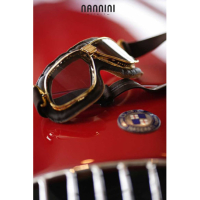 LUNETTES NANNINI CRUISER - Couleur : Chrome poli - Cuir marron, Couleur verre : ECRAN Gris antibuée