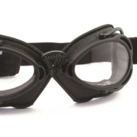 LUNETTES NANNINI HOT ROD - Couleur : Noir - Cuir noir - Surpiqûres orange, Couleur verre : ECRAN Miroir gris 