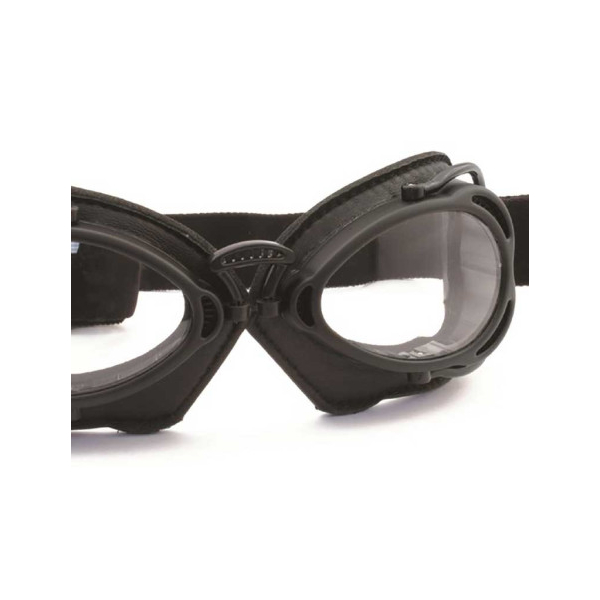 LUNETTES NANNINI HOT ROD - Couleur : Noir - Cuir noir - Surpiqûres orange, Couleur verre : ECRAN Miroir gris