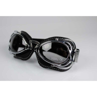 LUNETTES NANNINI HOT ROD - Couleur : Noir - Cuir noir - Surpiqûres orange, Couleur verre : ECRAN Miroir gris