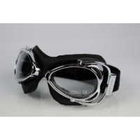 LUNETTES NANNINI STREETFIGHTER - Couleur : Chrome mat - Cuir noir - Surpiqûres noires, Couleur verre : ECRAN Miroir gris 
