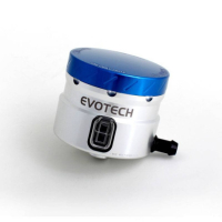 GROS RESERVOIR DE LIQUIDE DE FREIN EVOTECH SORTIE LATERALE - Couleur bouchon : Bleu, Couleur Corps : Noir mat