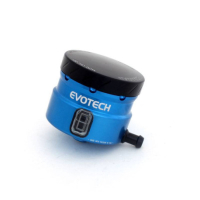 GROS RESERVOIR DE LIQUIDE DE FREIN EVOTECH SORTIE LATERALE - Couleur bouchon : Bleu, Couleur Corps : Noir mat