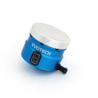 GROS RESERVOIR DE LIQUIDE DE FREIN EVOTECH SORTIE LATERALE - Couleur bouchon : Bleu, Couleur Corps : Noir mat