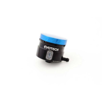 GROS RESERVOIR DE LIQUIDE DE FREIN EVOTECH SORTIE LATERALE - Couleur bouchon : Bleu, Couleur Corps : Noir mat