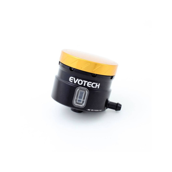 GROS RESERVOIR DE LIQUIDE DE FREIN EVOTECH SORTIE LATERALE - Couleur bouchon : Orange, Couleur Corps : Noir mat