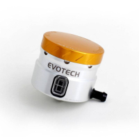 GROS RESERVOIR DE LIQUIDE DE FREIN EVOTECH SORTIE LATERALE - Couleur bouchon : Orange, Couleur Corps : Noir mat