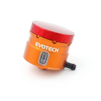 GROS RESERVOIR DE LIQUIDE DE FREIN EVOTECH SORTIE LATERALE - Couleur bouchon : Orange, Couleur Corps : Noir mat