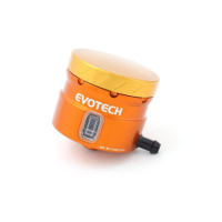 GROS RESERVOIR DE LIQUIDE DE FREIN EVOTECH SORTIE LATERALE - Couleur bouchon : Orange, Couleur Corps : Noir mat