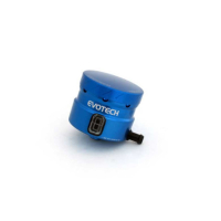 GROS RESERVOIR DE LIQUIDE DE FREIN EVOTECH SORTIE LATERALE - Couleur Corps : Bleu, Couleur bouchon : Titanium