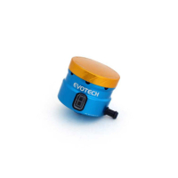 GROS RESERVOIR DE LIQUIDE DE FREIN EVOTECH SORTIE LATERALE - Couleur Corps : Bleu, Couleur bouchon : Titanium
