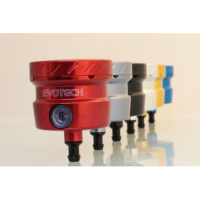 GROS RESERVOIR DELIQUIDE DE FREIN EVOTECH SORTIE DROITE - Couleur Corps : Bleu, Couleur bouchon : Silver