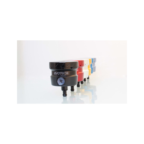 GROS RESERVOIR DELIQUIDE DE FREIN EVOTECH SORTIE DROITE - Couleur Corps : Or, Couleur bouchon : Silver