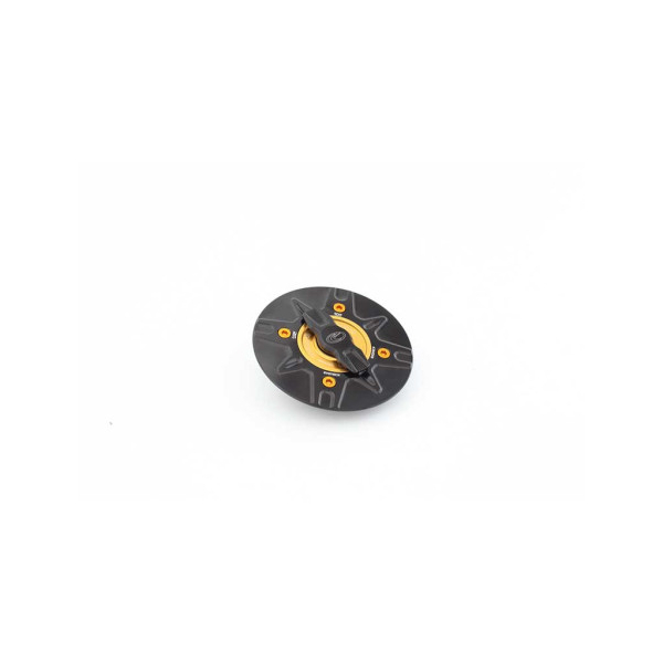 APRILIA TRAPPE A ESSENCE EVOTECH 1-5 DE TOUR - Couleur vis de trappe à essence : BLEU, Couleur bouchon intérieur de trappe : NOIR, Couleur extérieur de trappe : OR