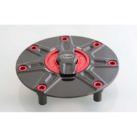 HONDA TRAPPE A ESSENCE EVOTECH 1-5 DE TOUR - Couleur vis de trappe à essence : ROUGE, Couleur bouchon intérieur de trappe : NOIR MAT, Couleur extérieur de trappe : OR 