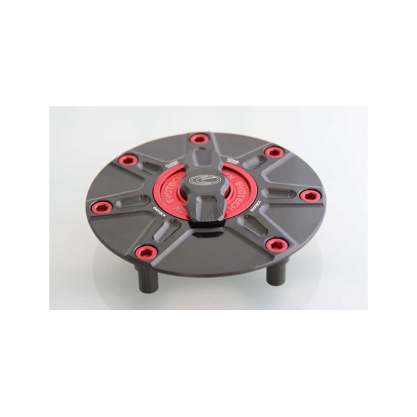 HONDA TRAPPE A ESSENCE EVOTECH 1-5 DE TOUR - Couleur vis de trappe à essence : ROUGE, Couleur bouchon intérieur de trappe : NOIR MAT, Couleur extérieur de trappe : OR
