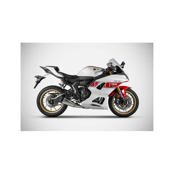 LIGNE COMPLETE ZARD 2 EN 1 RACING YAMAHA R7 - Options : noir, Version : racing, Embout : embout inox, Matière : inox