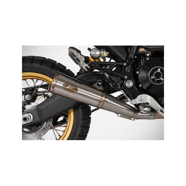 Echappement modele Ducati desert sled inox Zard - Options : noir, Version : homologué, Embout : embout bronze, Matière : inox
