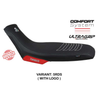 HOUSSE DE SELLE COMPATIBLE APRILIA TUAREG 660 (21-22) MODÈLE BORAS CONFORT, BLEU - Logo : AVEC LOGO, Type : ULTRAGRIP, Couleur : BLANC BLEU