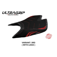 HOUSSE DE SELLE COMPATIBLE APRILIA TUONO V4 FACTORY (21-22) MODÈLE NASHUA SPECIA - Type : STANDARD, Logo : AVEC LOGO, Couleur : ARGENT