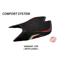 HOUSSE DE SELLE COMPATIBLE APRILIA TUONO V4 FACTORY (21-22) MODÈLE NASHUA SPECIA - Type : STANDARD, Logo : AVEC LOGO, Couleur : TRICOLORE