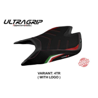 HOUSSE DE SELLE COMPATIBLE APRILIA TUONO V4 FACTORY (21-22) MODÈLE NASHUA SPECIA - Logo : AVEC LOGO, Type : ULTRAGRIP, Couleur : TRICOLORE
