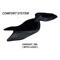 HOUSSE DE SELLE COMPATIBLE APRILIA TUONO 660 (21-22) MODÈLE SPARTA - Logo : AVEC LOGO, Couleur : ARGENT, Type : ULTRAGRIP