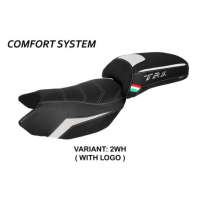HOUSSE DE SELLE COMPATIBLE BENELLI TRK 502 (17-22) MODÈLE MERIDA STANDARD, NOIR, - Logo : AVEC LOGO, Couleur : BLANC, Type : STANDARD