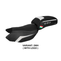 HOUSSE DE SELLE COMPATIBLE BENELLI TRK 502 (17-22) MODÈLE MERIDA STANDARD, NOIR, - Logo : AVEC LOGO, Couleur : BLANC, Type : STANDARD