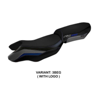 HOUSSE DE SELLE COMPATIBLE BMW R 1250 RS (20-22) MODÈLE BLANCO CONFORT, BLEU-GRI - Logo : AVEC LOGO, Couleur : GRIS ROUGE, Type : STANDARD