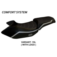 HOUSSE DE SELLE COMPATIBLE BMW R 1200 GS (05-12) MODÈLE LYON 4 - Logo : AVEC LOGO, Couleur : GRIS GRIS, Type : STANDARD