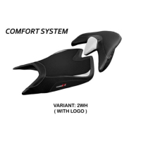 HOUSSE DE SELLE COMPATIBLE APRILIA TUONO V4 (21-22) MODÈLE ZUERA - Couleur : BLANC, Logo : AVEC LOGO, Type : ULTRAGRIP