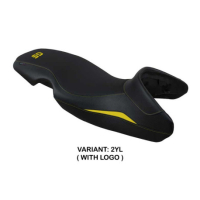 HOUSSE DE SELLE COMPATIBLE BMW F 650 GS (00-07) MODÈLE MOGAN - Logo : AVEC LOGO, Couleur : JAUNE, Type : STANDARD