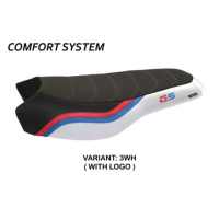HOUSSE DE SELLE COMPATIBLE BMW R 1200/1250 GS RALLYE (17-22) MODÈLE BONN 2 - Couleur : BLANC, Type : STANDARD, Logo : AVEC LOGO