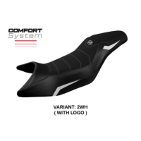 HOUSSE DE SELLE COMPATIBLE CF MOTO 650 MT (19-22) MODÈLE MAINE - Logo : AVEC LOGO, Couleur : BLANC, Type : STANDARD