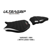 HOUSSE DE SELLE COMPATIBLE DUCATI 848/1098/1198 (07-13) MODÈLE CERVIA - Couleur : BLANC, Logo : AVEC LOGO, Type : ULTRAGRIP