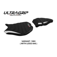 HOUSSE DE SELLE COMPATIBLE DUCATI 848/1098/1198 (07-13) MODÈLE CERVIA - Logo : AVEC LOGO, Couleur : BLANC, Type : ULTRAGRIP